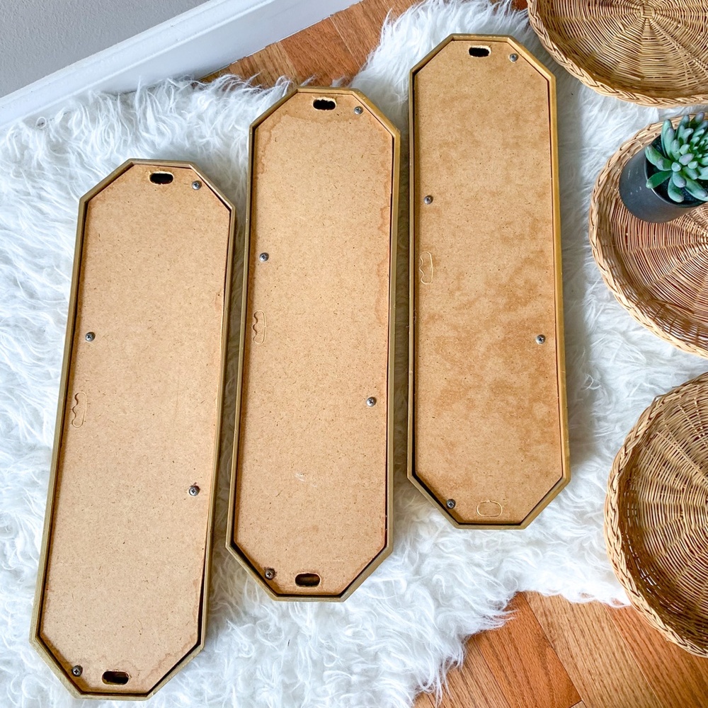 Vintage MCM Gold Faux Brass Accent Mirrors (3) - Picture 5 of 6